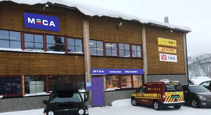 Fasadebilde vinter, Bykle Maskin, ditt MECA bilverksted i Bykle